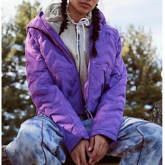 NWT Free People Gettin Lost Packable Puffer in Red Violet - Picture 1 of 9